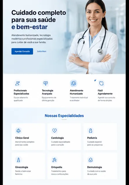 Preview visual de template para clínicas e consultórios