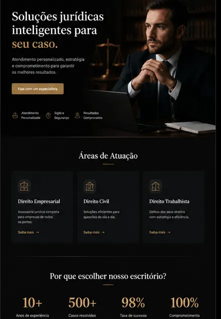 Preview visual de template jurídico para advogados